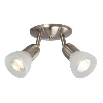 Luna Two Light Halogen Monopoint - Brushed Nickel, Frosted Glass, 50W, GU10, Non-Dimmable, Modern Design, Ideal for Stylish Interiors, Track Lighting, Galaxy Lighting - Maple Electric Supply 