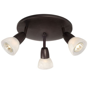 Luna Halogen Ceiling Pan - 3 Light, Old Bronze, Marbled Glass, 50W GU10, Non-Dimmable - Elegant Lighting Solution for Modern Interiors, Track Lighting, Galaxy Lighting - Maple Electric Supply 