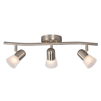 Luna III 3-Light Track Light, Brushed Nickel, Frosted Glass, 60W A15/R20, Medium Base, 23"x5-1/8"x6-3/4", Non-Dimmable, Track Lighting, Galaxy Lighting - Maple Electric Supply 