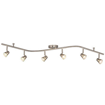 Six Light Flexible Track - Brushed Nickel, 50W GU10 Bulbs, 61" Adjustable, Modern Lighting Fixture, Track Lighting, Galaxy Lighting - Maple Electric Supply 