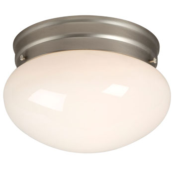 Utility Flush Mount 810208PT - Pewter Finish, White Glass, 1x60W Bulb, 7-3/8"D x 4-3/4"H, Non-Dimmable, Ceiling Fixtures, Galaxy Lighting - Maple Electric Supply 