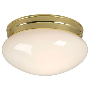 LED Utility Flush Mount Ceiling Light - L810210PB010A1, Polished Brass, White Glass, 1140 Lumen, 12W LED, Dimmable, ENERGY STAR Certified, Ceiling Fixtures, Galaxy Lighting - Maple Electric Supply 