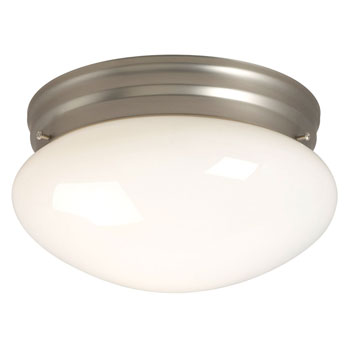 Utility Flush Mount 810210PT - Pewter Finish with White Glass, 100W Bulb, Medium Base, 9.5"D x 5.1"H, Non-Dimmable, Ceiling Fixtures, Galaxy Lighting - Maple Electric Supply 