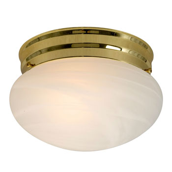 Flush Mount 810308PB - Polished Brass, Marbled Glass, 7.5"x4.75", 1x60W, Non-Dimmable, Med. Base, Ceiling Fixtures, Galaxy Lighting - Maple Electric Supply 