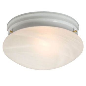 Flush Mount 810310WH - White with Marbled Glass, 100W, 9.5"D x 5.125"H, Medium Base, Ceiling Fixtures, Galaxy Lighting - Maple Electric Supply 