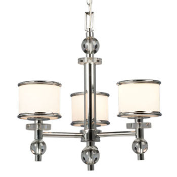 Hilton Three Light Chandelier, Chrome with White Glass, 60W A15 Bulbs, 19"x 20", Non-Dimmable, Sleek Modern Design for Elegant Lighting, Chandeliers, Galaxy Lighting - Maple Electric Supply 