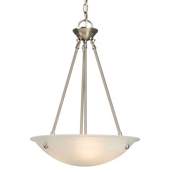 Brushed Nickel Pendant Light 815116BN - Marbled Glass, 3 Bulbs, 60W Each, Med. Base, 15-3/4"D x 22"H, Pendants, Galaxy Lighting - Maple Electric Supply 