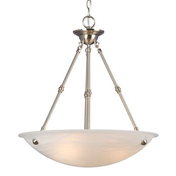 CHANDELIER 815120BN - 20" Brushed Nickel, Marbled Glass, 3x100W, Med. Base, Non-Dimmable, Pendants, Galaxy Lighting - Maple Electric Supply 