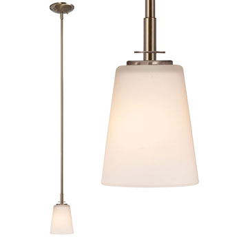 Radcliff Mini Pendant - Brushed Nickel, White Glass, 4-3/4"D x 8"H, 60W Med. Base, Modern Elegance for Any Room, Mini-Pendants, Galaxy Lighting - Maple Electric Supply 