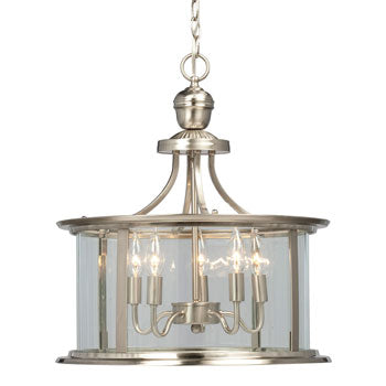 Huntington Pendant Light - Brushed Nickel, Clear Glass, 5x60W, 18"x19.5", Elegant Lighting Solution Non-Dimmable, Pendants, Galaxy Lighting - Maple Electric Supply 