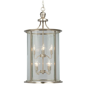 Huntington Pendant Light - Brushed Nickel, Clear Glass, 8x60W, Dimmable, 18"D x 34.25"H, Elegant Design, Pendants, Galaxy Lighting - Maple Electric Supply 