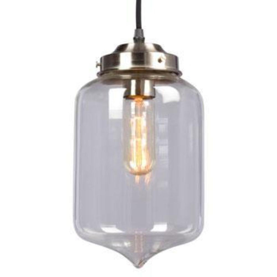 Galaxy Lighting Vintage Pendant - 1-Light Brushed Nickel/Bronze, Clear Glass Shade, 6ft Wire, Medium Base, 60W, Pendants, Galaxy Lighting - Maple Electric Supply 