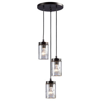 Quentin 3-Light Multi-Light Pendant - Oil Rubbed Bronze, Clear Glass, Dimmable 40W Bulbs Included, 10"x6.125" Size, Pendants, Galaxy Lighting - Maple Electric Supply 