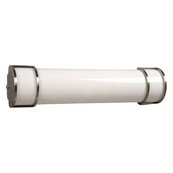 Brushed Nickel 921224BN-HPF Bath & Vanity Light with Satin White Acrylic Lens, 2x17W T8 Fluorescent, Electronic Ballast, 24.5"x6"x4.5", Bath & Vanity Lights, Galaxy Lighting - Maple Electric Supply 