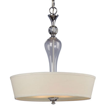 Hudson Chrome Pendant Light: 3-Light, White Linen Shade with Frosted Glass, 60W Med Base, 20"D x 23-5/8"H, Pendants, Galaxy Lighting - Maple Electric Supply 