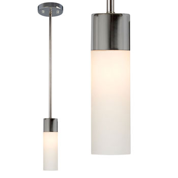 Hadley Mini Pendant Light with Chrome Finish, Satin White Glass, 60W T10 Bulb, 6"-18" Extension Rods, Mini-Pendants, Galaxy Lighting - Maple Electric Supply 