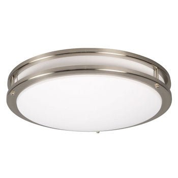 L951054BN024A1 LED Flush Mount Ceiling Light, Brushed Nickel Finish, 24W, 3000K, ENERGY STAR, Dimmable, White Acrylic Lens, Ceiling Fixtures, Galaxy Lighting - Maple Electric Supply 