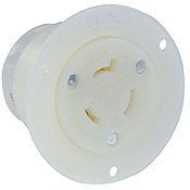 2336 White Flanged Outlet, 2-Pole 3-Wire L7 20R, 20A 277VAC, C & I PLUGS AND CONNECTORS, Leviton - Maple Electric Supply 