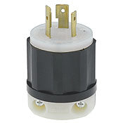 2341 Black Plug Locking 2-Pole 3-Wire NEMA L8-20P 20A 480VAC, C & I PLUGS AND CONNECTORS, Leviton - Maple Electric Supply 