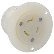 Flanged White Outlet 2-Pole 3-Wire L8 20R 20A 480VAC, C & I PLUGS AND CONNECTORS, Leviton - Maple Electric Supply 