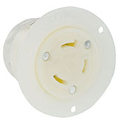 Electric Supply: White Outlet Flanged 2-Pole 3-Wire L8-30R 30A 480VAC, C & I PLUGS AND CONNECTORS, Leviton - Maple Electric Supply 