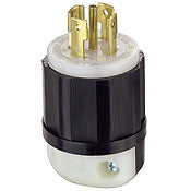 2811 Black Plug Locking 4-Pole 5-Wire 3-Phase L21-30P 30A 120/208V, C & I PLUGS AND CONNECTORS, Leviton - Maple Electric Supply 