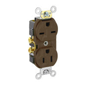 Brown Duplex Receptacle 5031 - 2 Pole, 3 Wire, 15A, 125/250V, COMMERCIAL RECEPTACLES, Leviton - Maple Electric Supply 