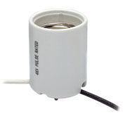 8756 White Glazed Porcelain Lampholder, 14ga SEW2, 12", 1500W 600V, RESIDENTIAL, Leviton - Maple Electric Supply 