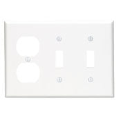 88021 White Wallplate - 3 Gang, 2 Toggle, 1 Duplex, Standard Size, RESIDENTIAL, Leviton - Maple Electric Supply 