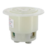 Electrical Outlet 2376 - White Flanged 3-Pole 3-Wire L11 20R, 20A 250V, C & I PLUGS AND CONNECTORS, Leviton - Maple Electric Supply 