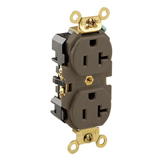 Brown Receptacle Duplex T-Slot 2-Pole 3-Wire 20A 125V, INDUSTRIAL RECEPTACLES, Leviton - Maple Electric Supply 