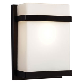 LED Wall Sconce L215580BK012A1 - Black Finish, Satin White Glass, 12W LED, Indoor/Outdoor, Dimmable, ENERGY STAR, Wall Lights & Sconces, Galaxy Lighting - Maple Electric Supply 