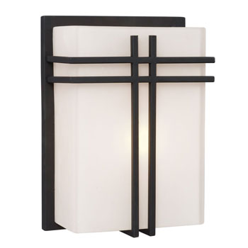 LED Wall Sconce L215640BK012A1 - Black Finish, Satin White Glass, Indoor/Outdoor, 12W LED, 3000K, Dimmable Option, Wall Lights & Sconces, Galaxy Lighting - Maple Electric Supply 