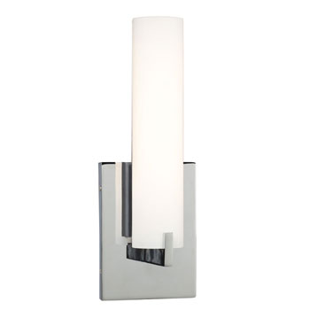 LED Wall Sconce/Bath & Vanity Light - 10W, 120V, Chrome, Satin White Glass, Dimmable, 3000K, 560 Lumens., Wall Lights & Sconces, Galaxy Lighting - Maple Electric Supply 