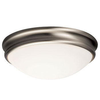 L613330BN010A1 LED Flush Mount Ceiling Light, Brushed Nickel Finish, White Opal Glass, 12W, 3000K, Dimmable, Ceiling Fixtures, Galaxy Lighting - Maple Electric Supply 