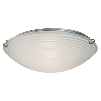 L615293CH010A1 LED Flush Mount Ceiling Light, Chrome Finish, Striped Satin White Glass, 12W LED, 3000K, Dimmable Option, Ceiling Fixtures, Galaxy Lighting - Maple Electric Supply 