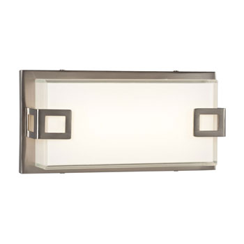 Cyrus LED Bath & Vanity Light, Brushed Nickel, White Glass, 3000K, 800 Lumens, Dimmable 10W AC LED, 10-1/8"W x 5"H, Bath & Vanity Lights, Galaxy Lighting - Maple Electric Supply 