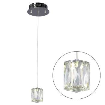 Estella Mini Pendant - Chrome, Clear K9 Crystal, 3W LED, 270 Lumens, 4000K, Dimmable - Elegant Lighting Solution, Pendants, Galaxy Lighting - Maple Electric Supply 