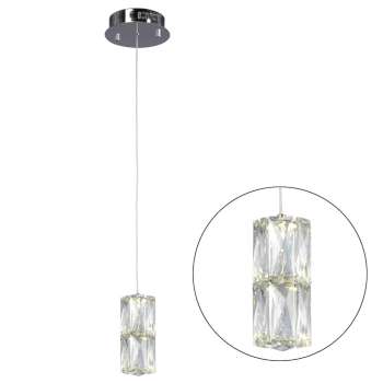 Estella Mini Pendant Light - Chrome, Clear K9 Crystal, 6W LED, 540 Lumens, 4000K, Dimmable, Elegant Lighting Fixture, Pendants, Galaxy Lighting - Maple Electric Supply 