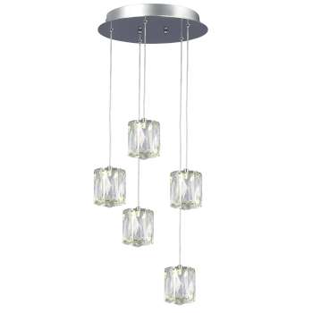 Estella 5L Pendant - Chrome, Clear K9 Crystal, 15W Dimmable LED, 4000K, 1350 Lumens, Elegant Lighting Fixture, Pendants, Galaxy Lighting - Maple Electric Supply 