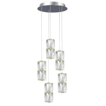 Estella 5L Pendant - Chrome LED Light, Clear K9 Crystal, 30W, 2700 Lumens, Dimmable 4000K, Pendants, Galaxy Lighting - Maple Electric Supply 