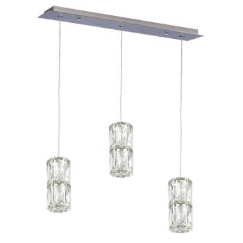 Estella 3L Island LED, Chrome & Clear K9 Crystal, 18W, 4000K, Dimmable, 1620 Lumens, Pendants, Galaxy Lighting - Maple Electric Supply 