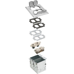 2 Gang Nickel Cover Kit Sq - Arlington Floor Box Combo