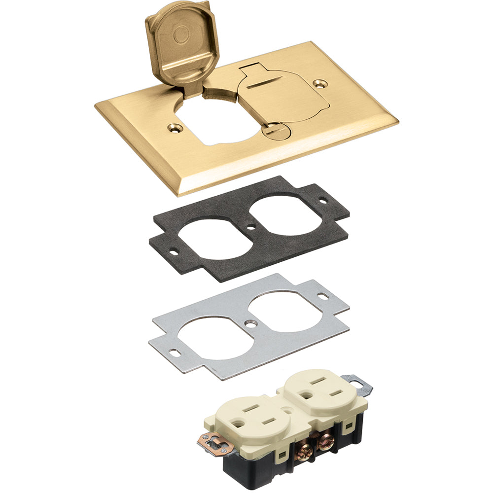 Arlington 1 Gang Brass Cover Kit - Metallic Flip Lid, Single Pack