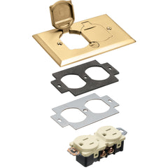 Arlington 1 Gang Brass Cover Kit - Metallic Flip Lid, Single Pack