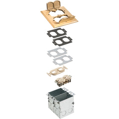 Arlington 2 Gang Brass Cover Kit Sq - Floor Box with Divider