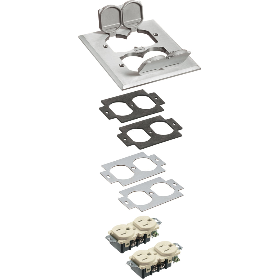 Arlington 2 Gang MTL Cover Kit - Metal Covers with Flip Lids