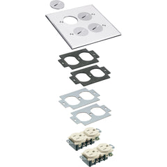 Arlington 2 Gang MTL Cover Kit - Nickel, 4 Threaded Plugs