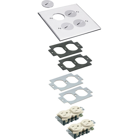 Arlington 2 Gang MTL Cover Kit - Nickel, 4 Threaded Plugs