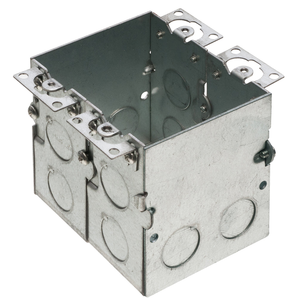 Arlington 2 Gang Stl Fl Outlet B, Steel Floor Box, 14 Knockouts